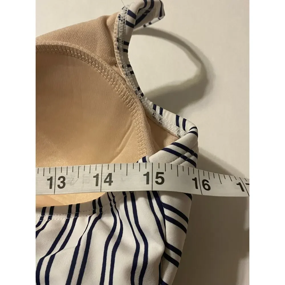 Kona Sol Women’s White Blue Stripe One Piece Swimsuit Size Large